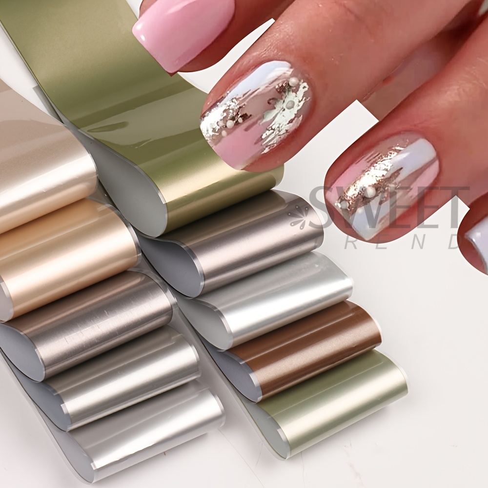 10 Types Matte Metallic Nail T - Gold Foil Flakes 评论和价格