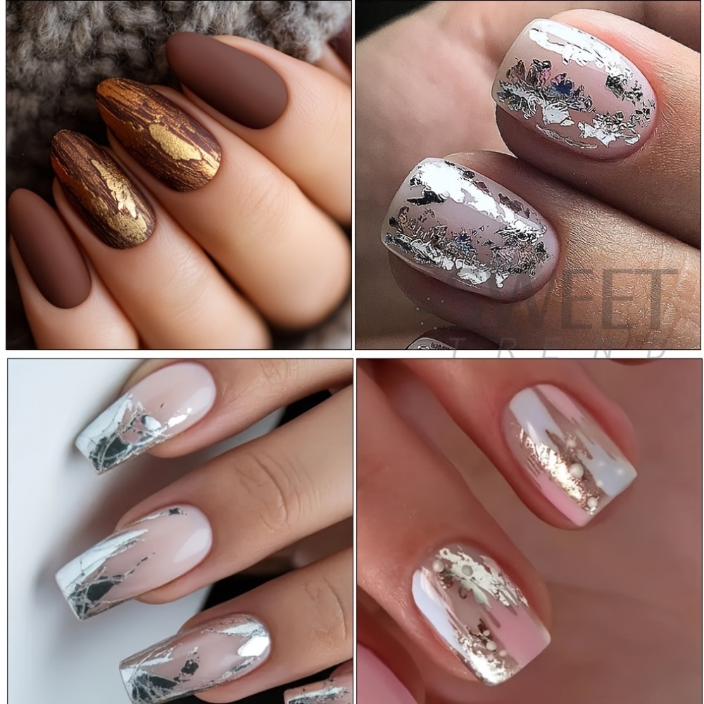 10 Types Matte Metallic Nail T - Gold Foil Flakes 评论和价格