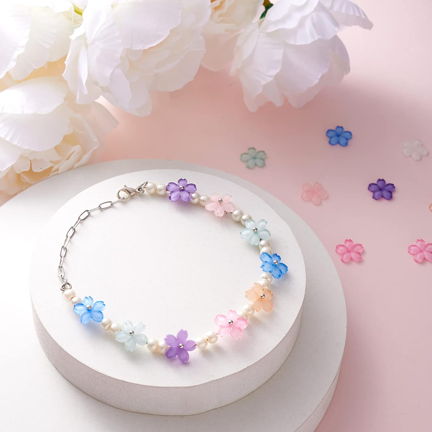 20pcs Resin Sakura Flower Bead - Flower Preservation Resin 评论和价格