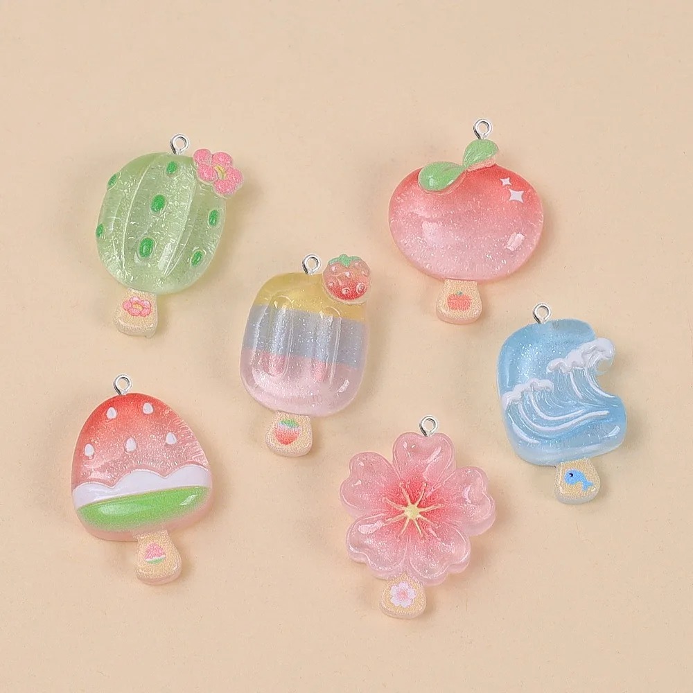 10Pcs Kawaii Summer Popsicle R - Resin Craft Material 评论和价格